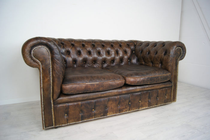 Antikes Chesterfield Leder Sofa, Anfang 1900