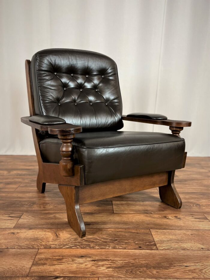 Danish Design Ledersessel Vintage Brutalist Lounge-Relaxsessel