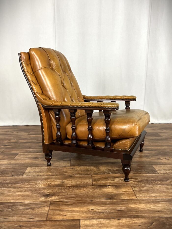 Chesterfield Ledersessel Antik Library Chair Vintage Sessel